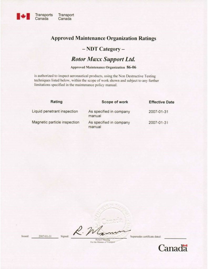 TCCA NDT ratings